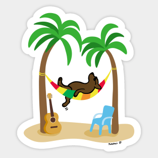 Chocolate Labrador Under Palm Trees Sticker